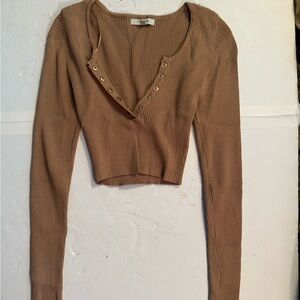 Love Tree Tan Ribbed Crop Top